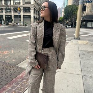 We The Free Plaid Women's Trousers and Blazer Set